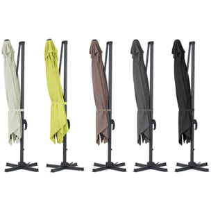 Parasol jardin déporté Alu "Sun 3" - Carré - 3 x 3 m - Noir - Dalles incluses