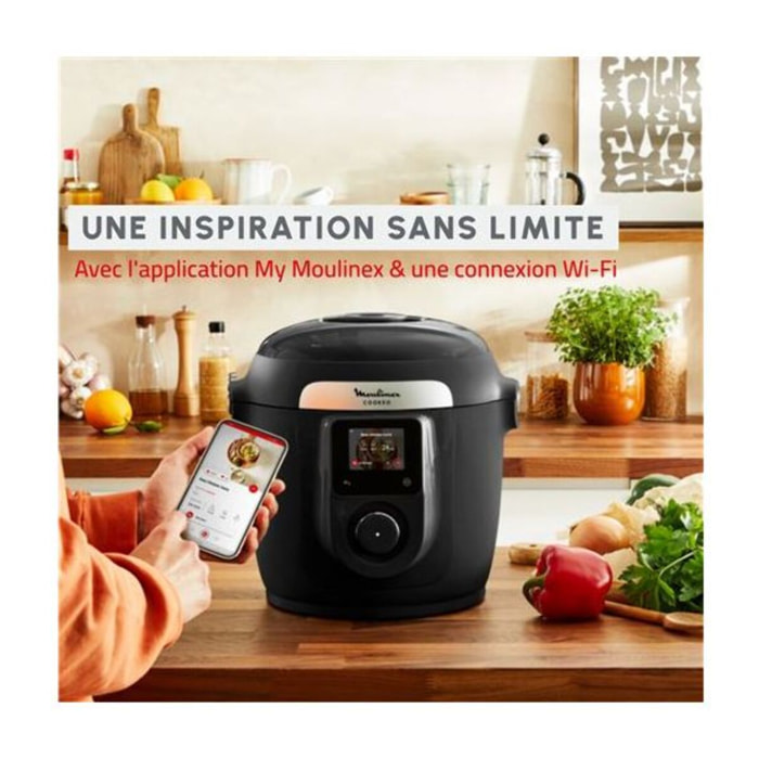 Cookeo MOULINEX YY5449FB noir connecté 6 L, 9 modes de cuisson + extra crisp