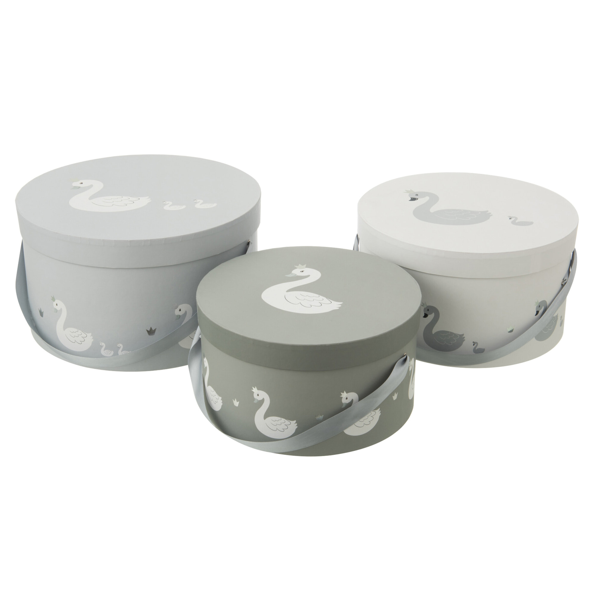 J-Line Set De 3 Boite Cygne Papier Blanc/Gris