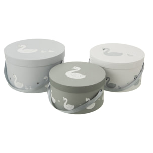 J-Line boîte Cygne - papier - blanc/gris - 3 pcs
