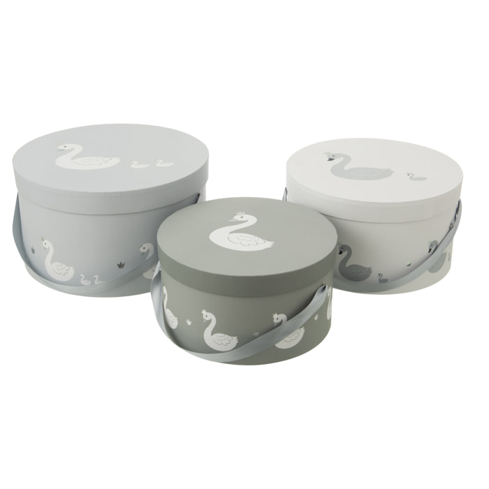 J-Line boîte Cygne - papier - blanc/gris - 3 pcs