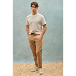 Maglietta grigio chiaro microstruttura con monogramma ricamato PC