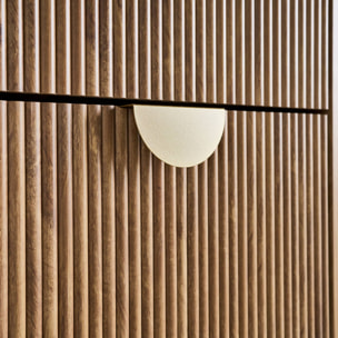 Meuble à chaussures décor bois de manguier rainuré 3 abattants - L 60 x P 25 x H 121 cm - Celian