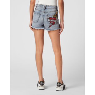 PHILIPP PLEIN Pantaloncini di jeans LOVE
