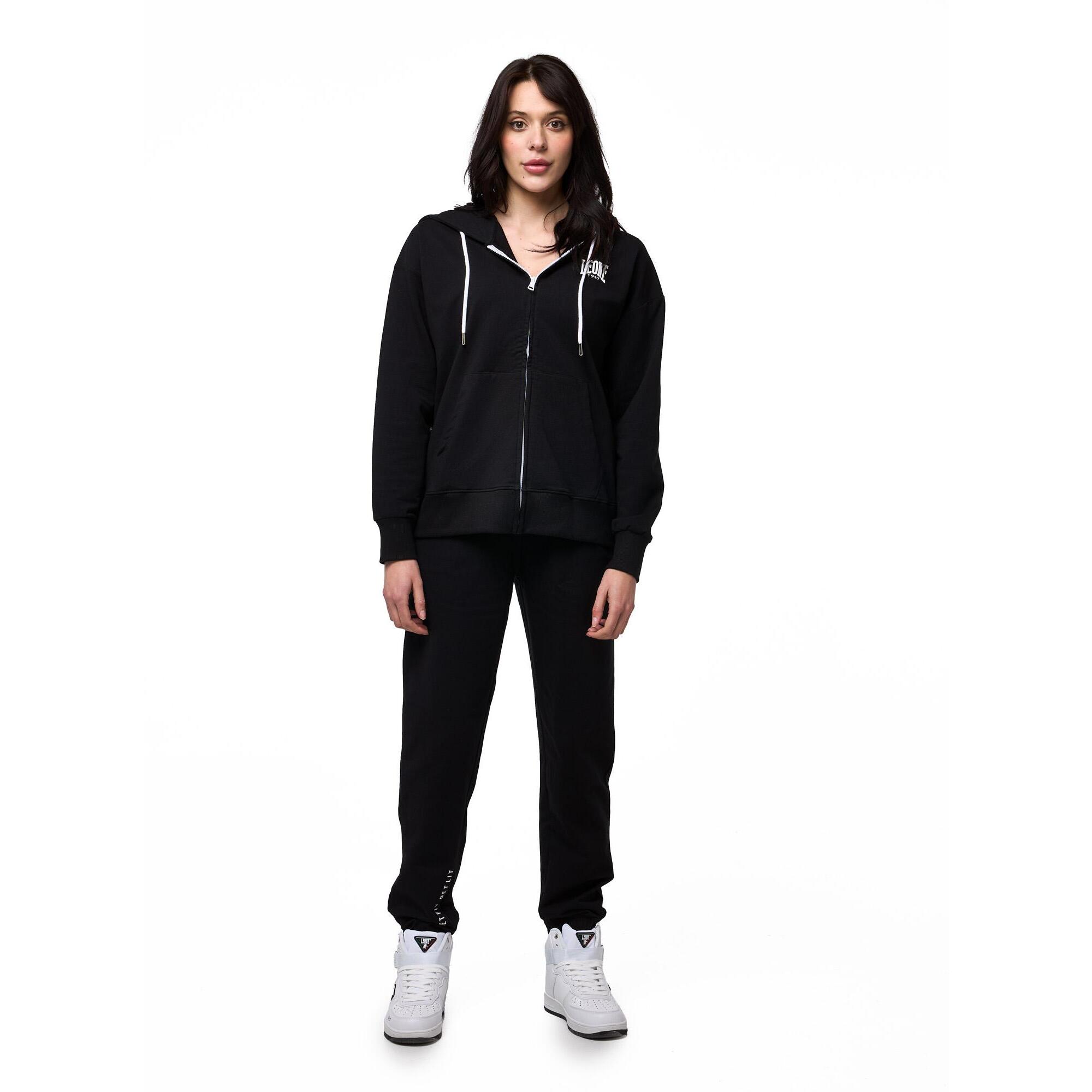 Tuta da donna con felpa con cappuccio e zip e pantalone jogger non felpata Leone Basic