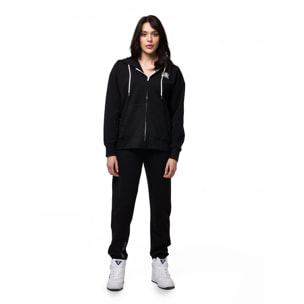 Tuta da donna con felpa con cappuccio e zip e pantalone jogger non felpata Leone Basic