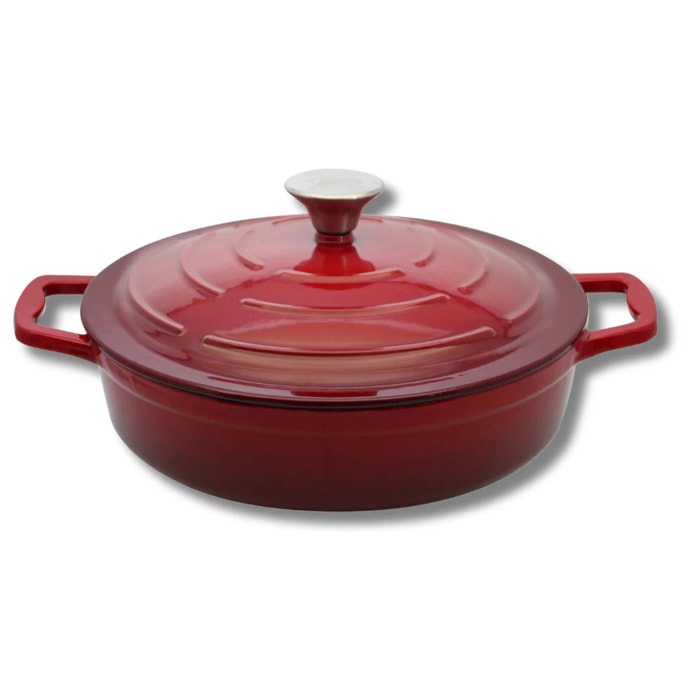 Cocotte en fonte émaillée basse rouge cerise 28 cm 3L Elo