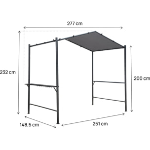 Pergola tonnelle pour barbecue - 277 x 149 cm - Anthracite