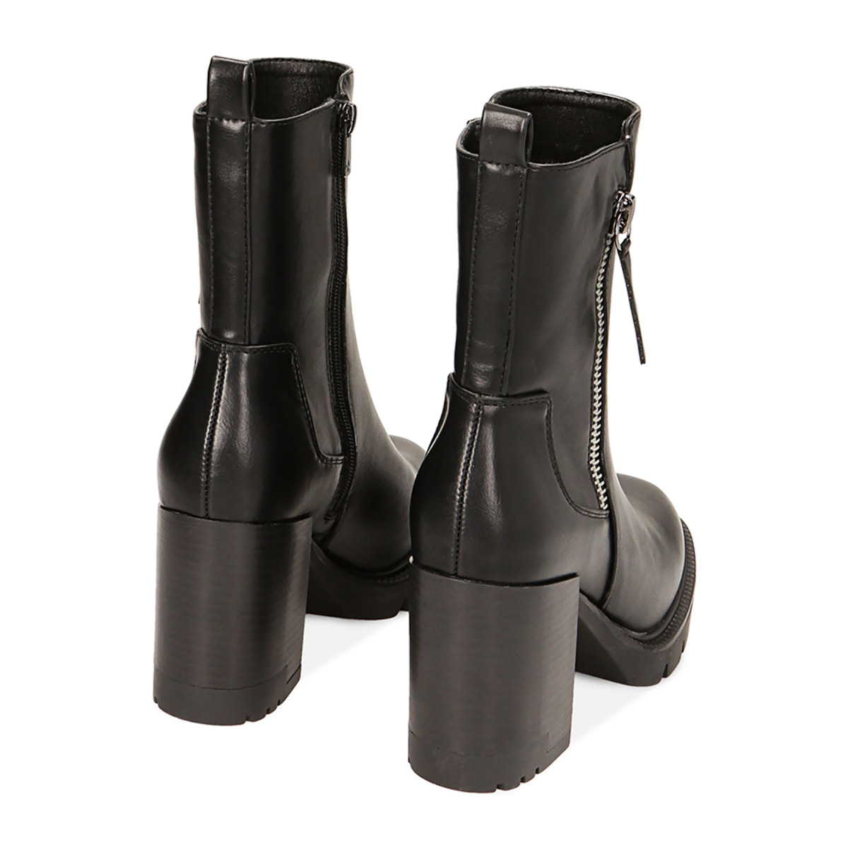 Botines de mujer negros con cremallera, tacón de 8,9 cm