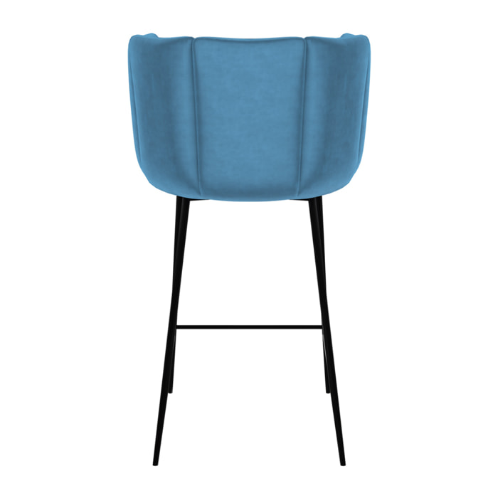 Lot de 2 chaises pour îlot central 67 cm en velours bleu - Rosy