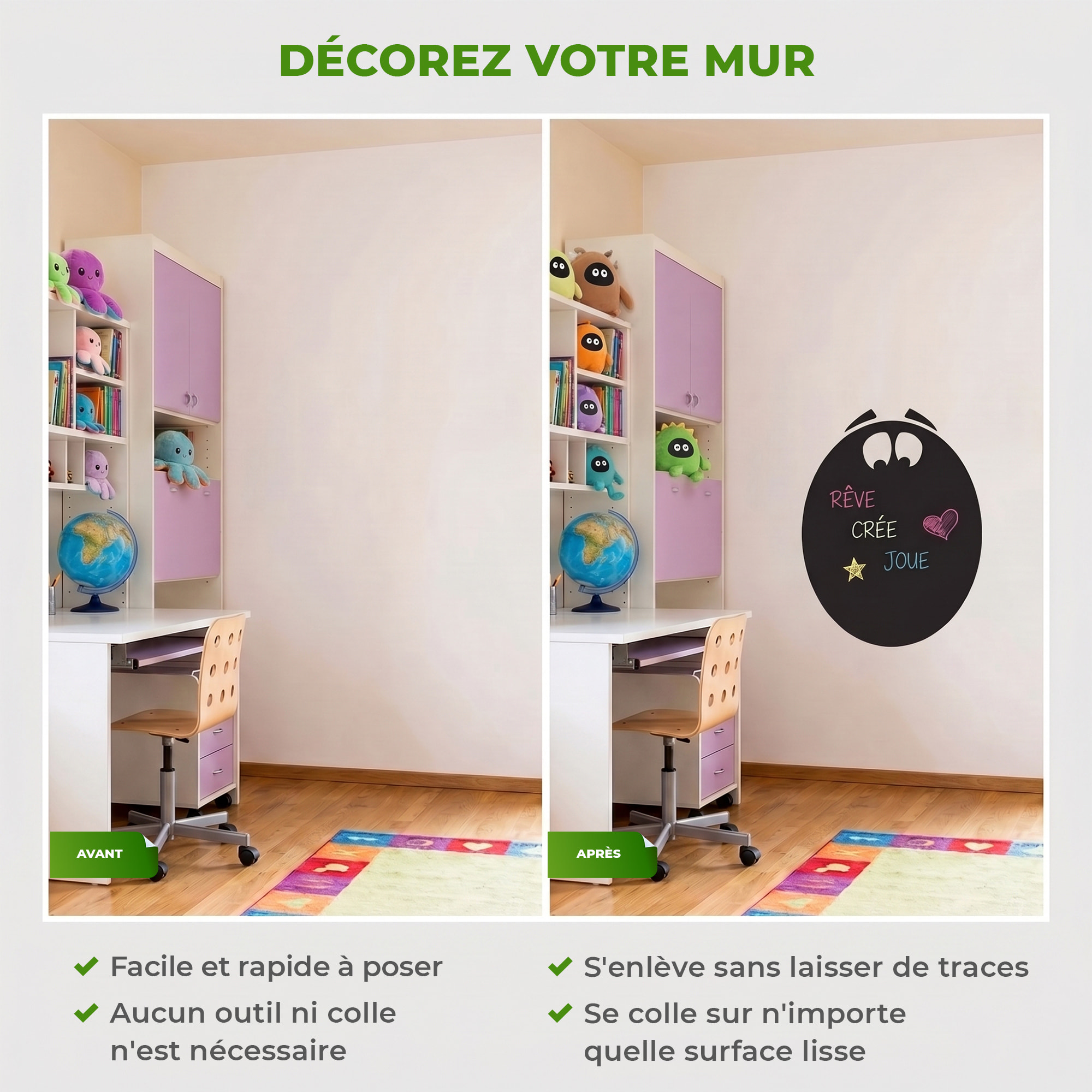 Sticker ardoise tableau noir - stickers muraux adhésif effaçable - SILHOUETTE KENTROSAURE