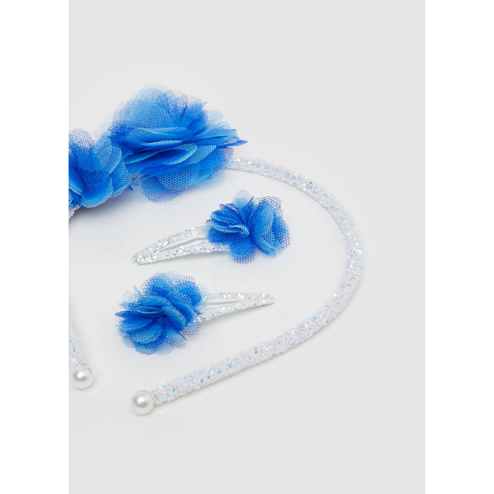 Pack un cerchietto e 2 fermagli fiori