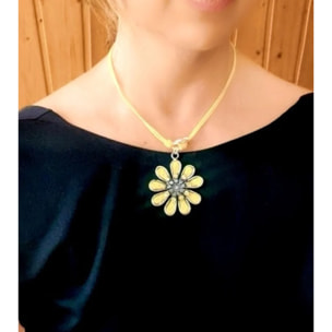 Collar largo margarita color con cristal de Sw Amarillo