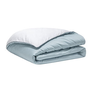 Housse de couette unie en satin de coton bio, NOBEL, Bleu baltique