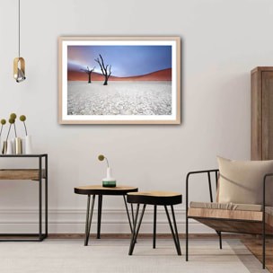 Affiche de Namibie, Le deadvlei Affiche + cadre en bois - Chêne