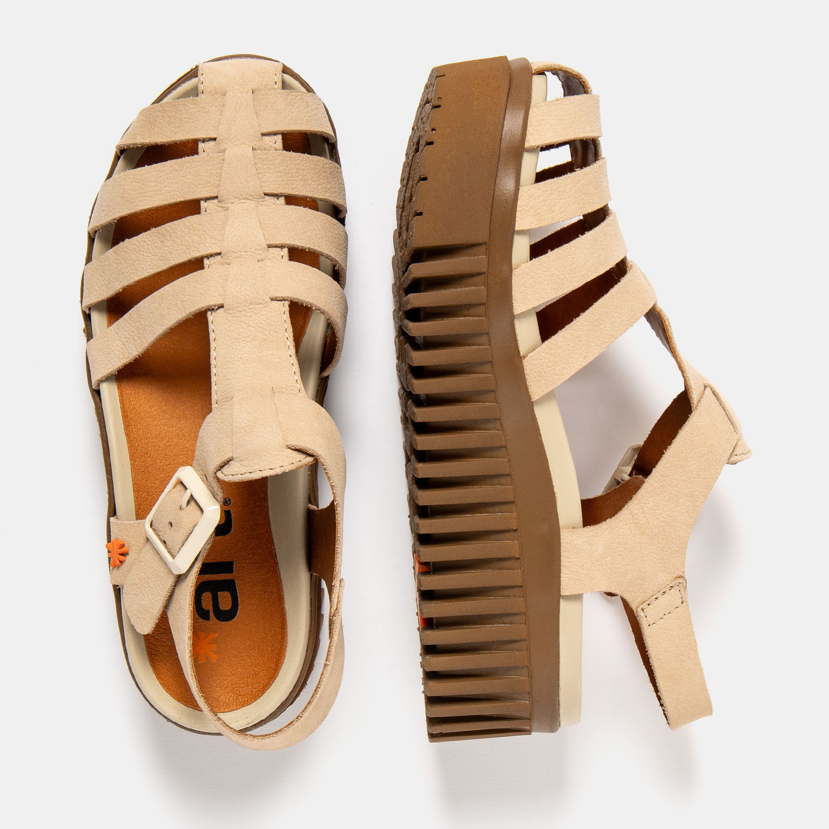 Sandalia de cuña 1575 NOBUCK CREAM-CARAMELO/BRIGHTON color Cream-caramelo