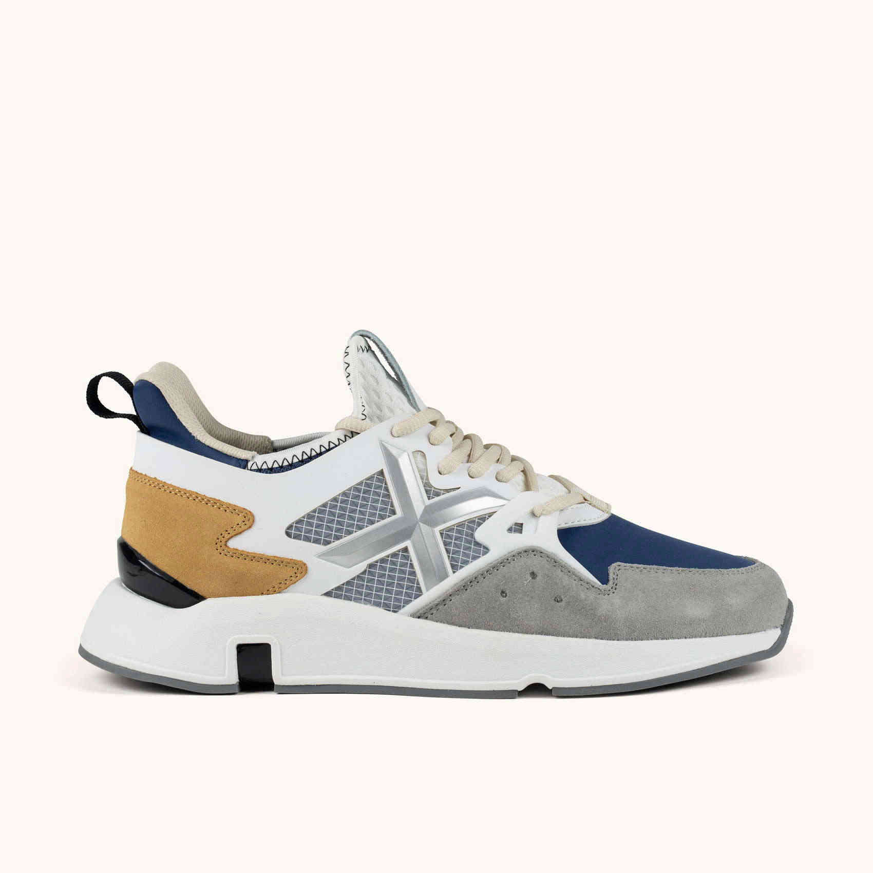 Zapatilla Deportiva Combinada Blanco Azul y Gris MUNICH CLIK 107