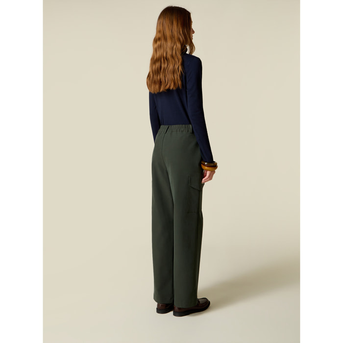 Oltre - Pantalones cargo de sarga - Verde militare