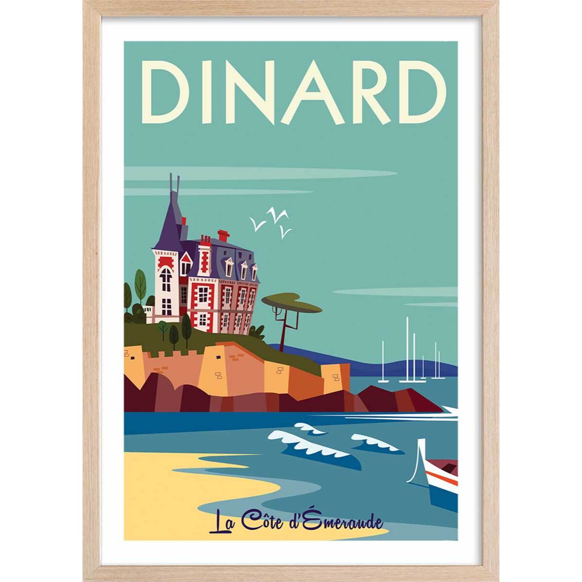 Affiche Voyage à dinard Affiche + cadre en bois - Chêne
