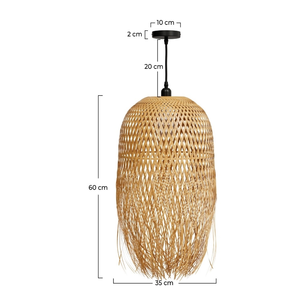 Suspension en bambou naturel et métal D35 cm - Dorva
