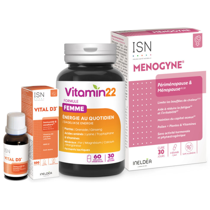 Pack Femme Active & Énergie - Menogyne, Vital D3 & Specific Femme