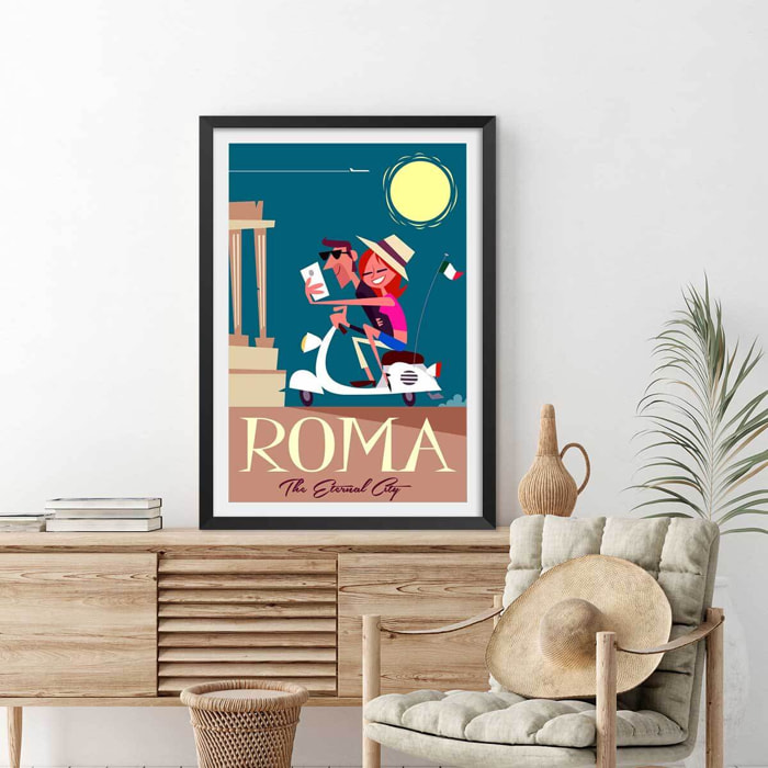 Affiche voyage en amoureux Affiche sous cadre noir