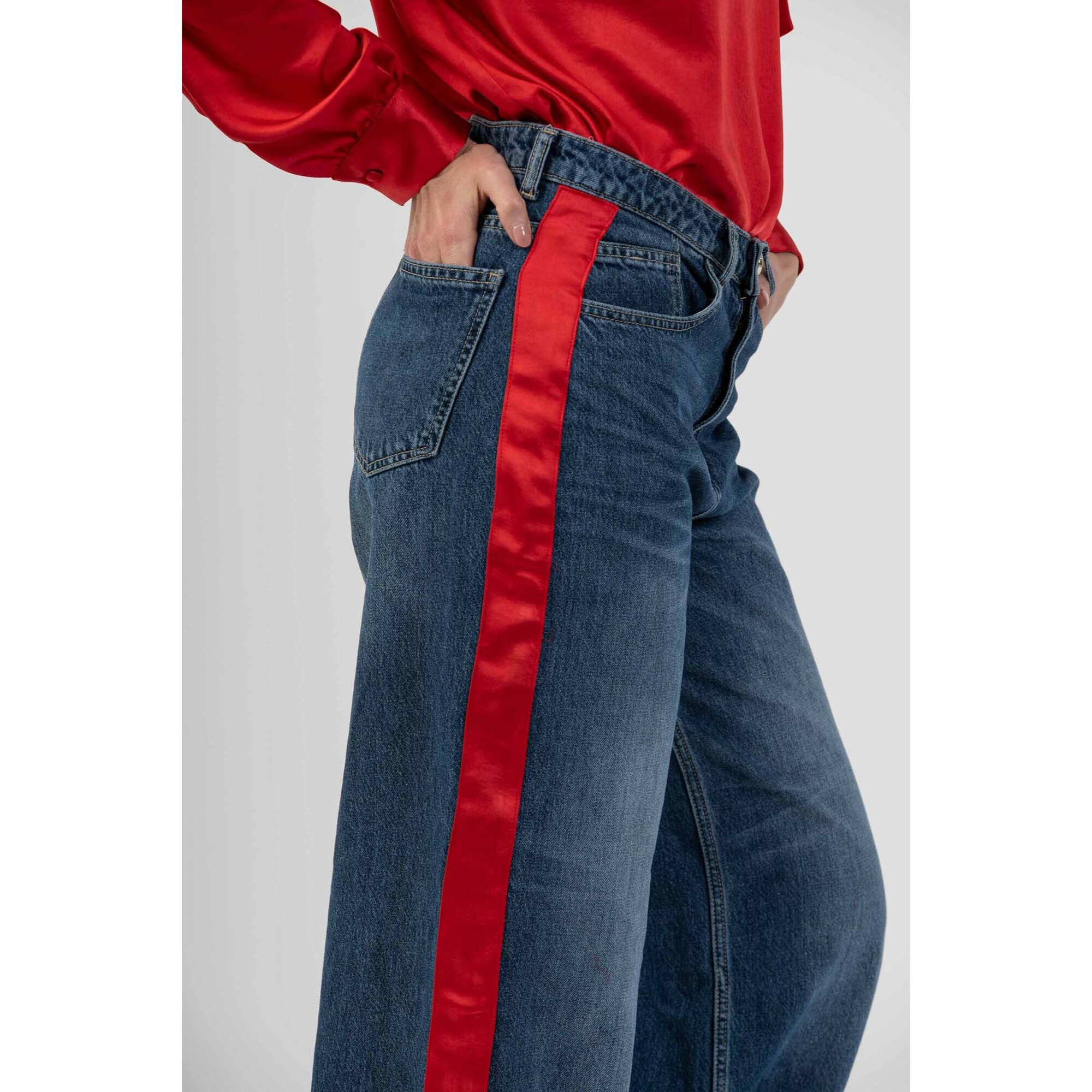 Kocca - Pantaloni in denim con banda laterale Donna