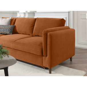 Brooke - canapé d'angle gauche - convertible avec coffre - 4 places - en velours - Rouille