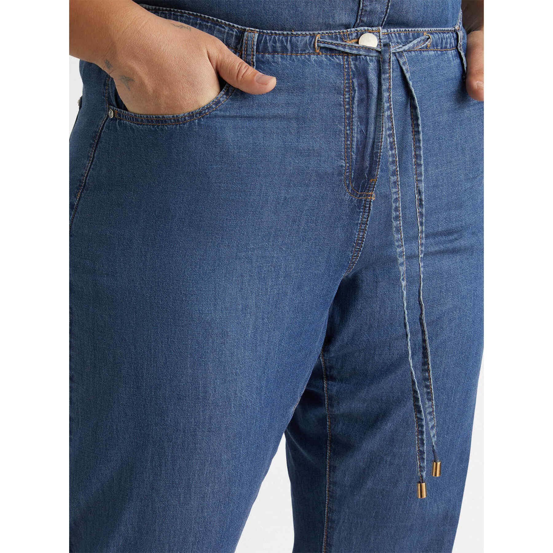 Fiorella Rubino - Jeans a palazzo con lacci in vita - Blu