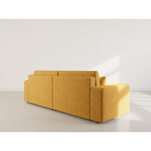Nicole - Canapé droit 4 places convertible avec coffre en tissu - Jaune