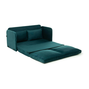 Canapé-lit d'appoint en tissu bleu lagon, 2 personnes ORURO