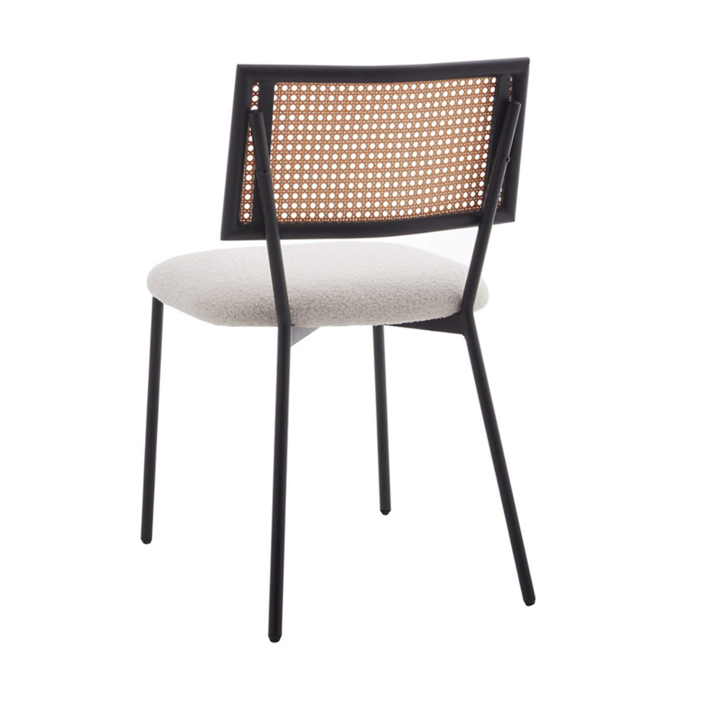 Luciano - lot de 2 chaises cannage - en tissu bouclette - Beige