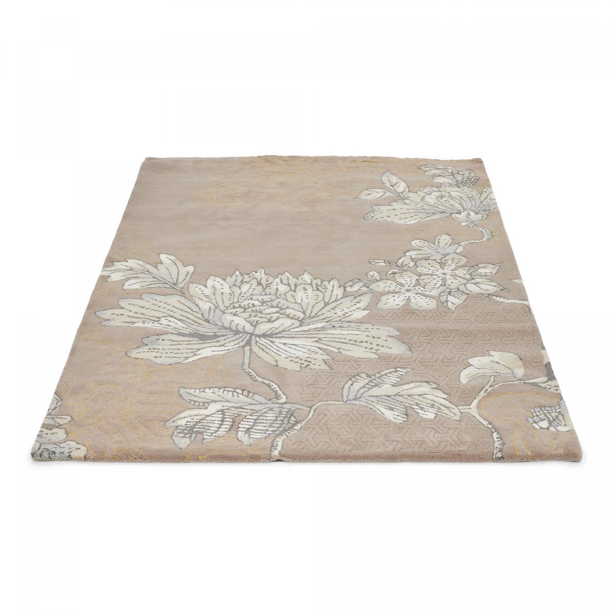 Tapis salon et chambre fait à la main en laine motif floral ZAQUI