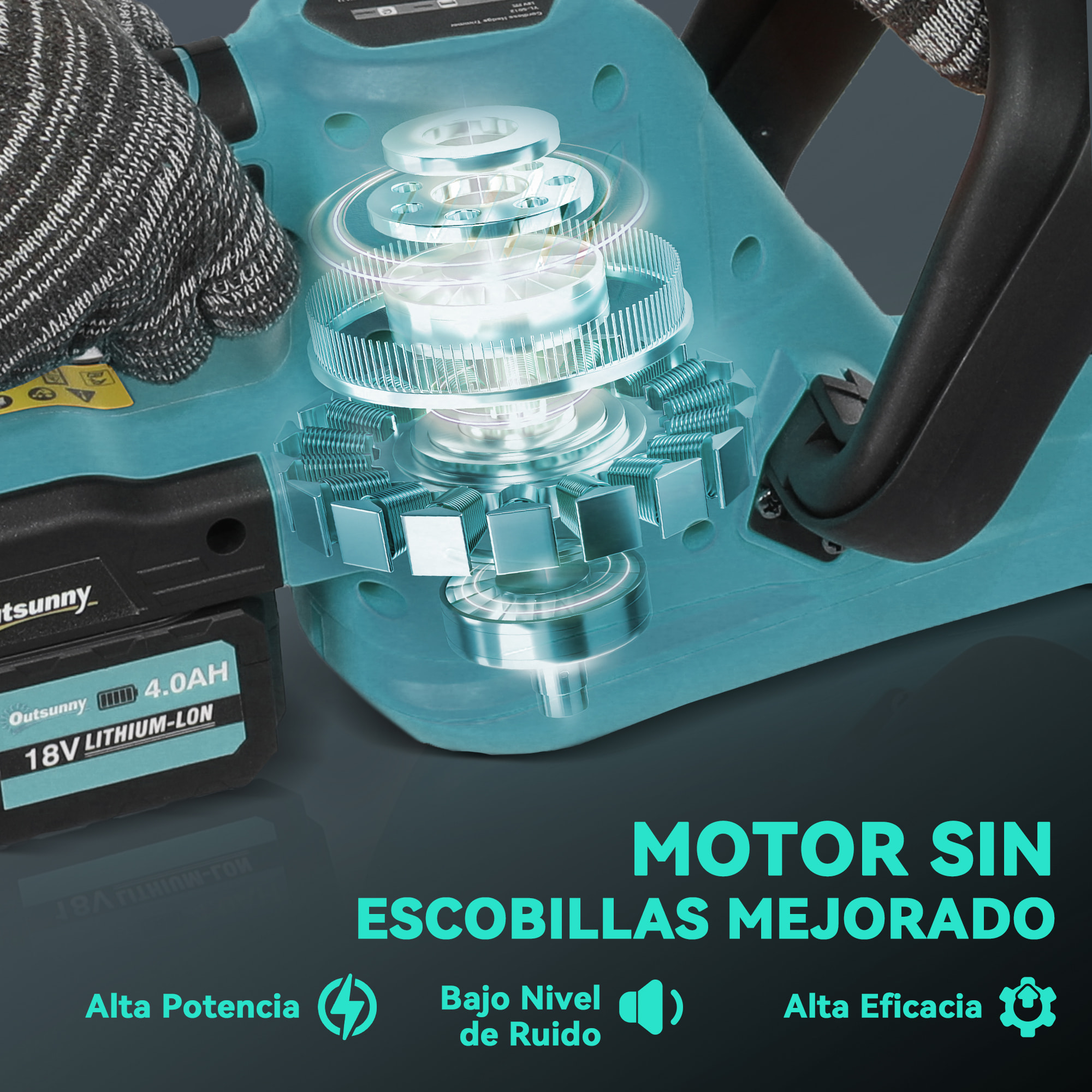 Tijeras Cortasetos Eléctrico Cortasetos Batería 18V con 2 Baterías de 4000mAh, Longitud de Cuchilla de 51 cm, Motor sin Escobillas y Cargador para Setos Césped Azul