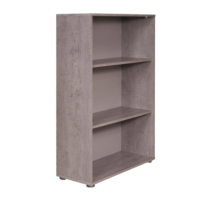 Libreria a 2 ripiani, Scaffale per libri e documenti, Libreria portaoggetti da ufficio, cm 79x34h188, colore Cemento