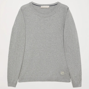 Maglione basic grigio vigorè a girocollo e cerniera con logo Polo Club