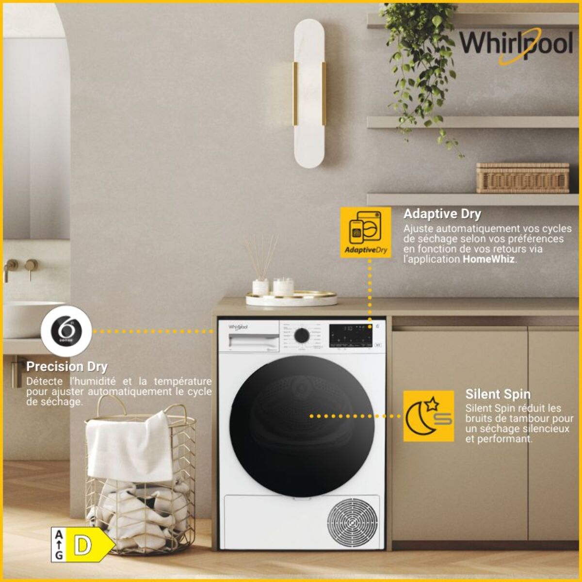 Sèche linge pompe à chaleur WHIRLPOOL CWD93MWBSFRX