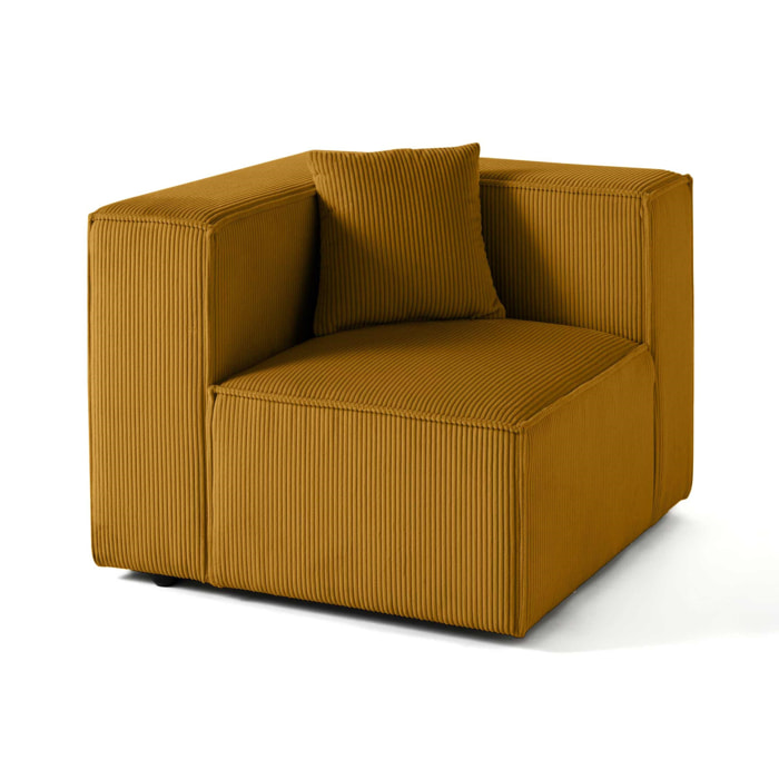 Arty - module d'assise gauche - en velours côtelé - Jaune