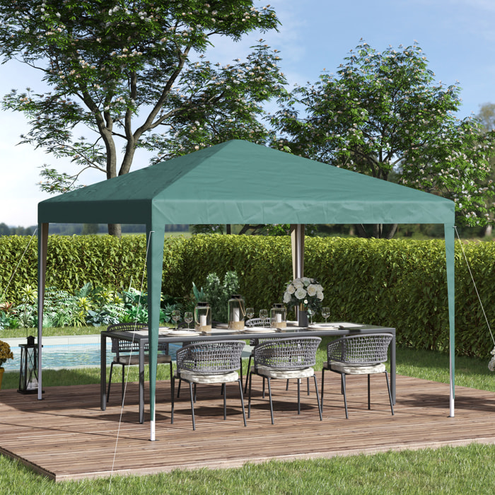 Carpa Plegable 3x3 m Cenador de Jardín Gazebo con Bolsa de Transporte Altura Ajustable en 3 Niveles Anti-UV e Impermeable para Terraza Patio Playa Verde