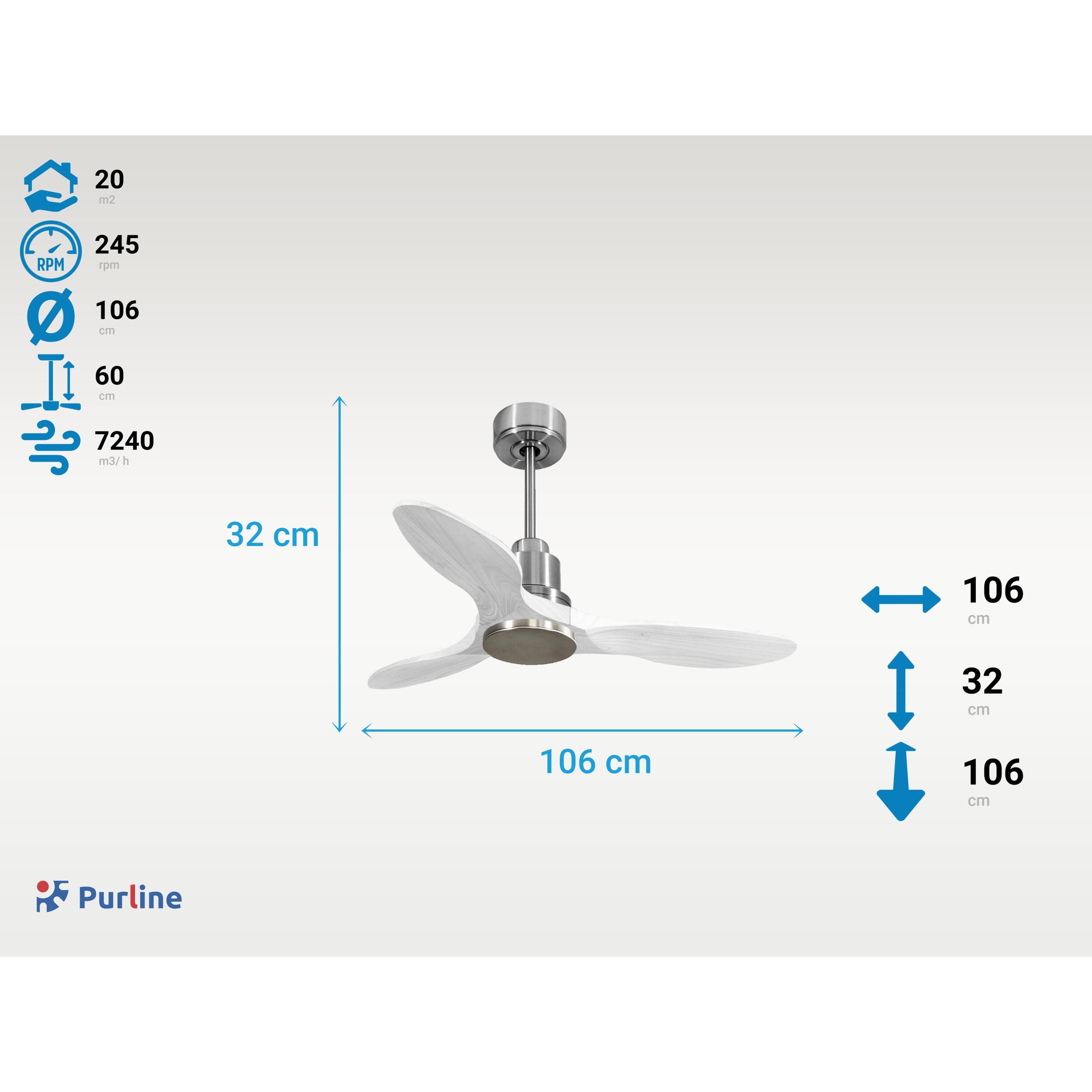 Ventilador de techo Modo Invierno/Verano Termostato Wifi Motor DC Techos Inclinados Mando a Distancia Hypersilence Memoria Vendible Shopify (AUTOMATICO) LimaD106C0464488 PURLINE
