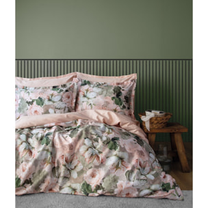 Parure housse de couette 240x220 cm et 2 taies d'oreiller 63x63cm satin de coton imprimé