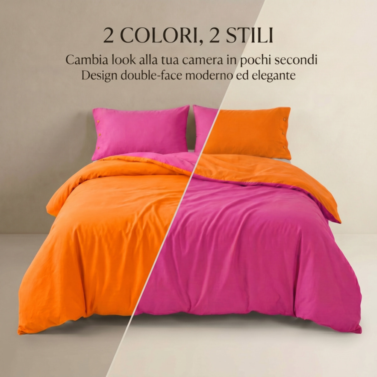 Parure copripiumino singolo in cotone bicolore morbido e traspirante, set sacco copripiumino con federa, design semplice ed elegante, tessuto resistente e certificato OEKO-TEX, facile da lavare, comfort naturale per uso quotidiano