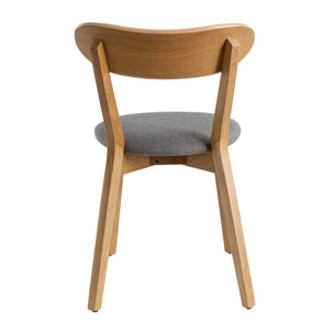 Chaises vintage en bois clair chêne et tissu gris (lot de 2) DOVE