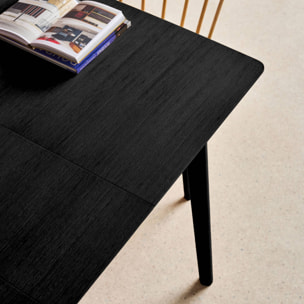 Table à manger rectangulaire extensible bois d'hévéa et placage chêne noir 4-6 places - 110/140 x 100 x 75 cm - Lina
