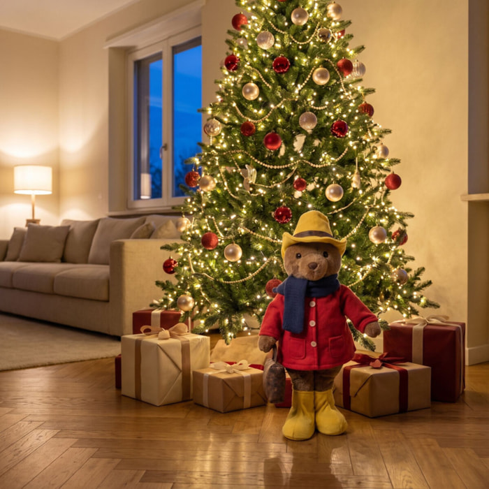 Orso natalizio decorativo con cappotto rosso - Multicolore