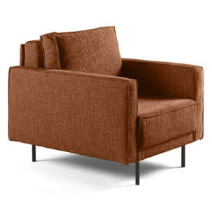 Charlie - fauteuil - pieds hauts - en tissu velours relief - Terracotta