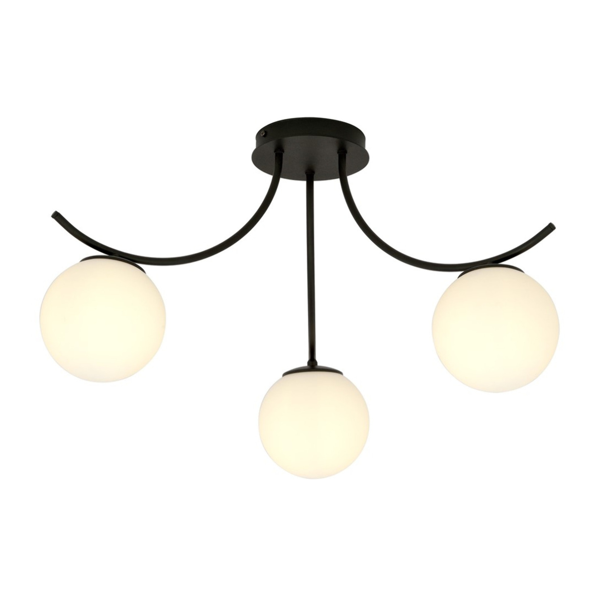 Lampada a sospensione BOSTON in acciaio nero e vetro opale