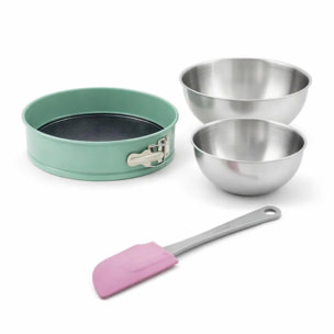 Ensemble comprenant 1 Moule à Manqué Zenker, 2 Bols à Mixer en inox Fackelmann