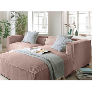 Ela - canapé d'angle droit 4 places - en velours côtelé - style contemporain - Rose