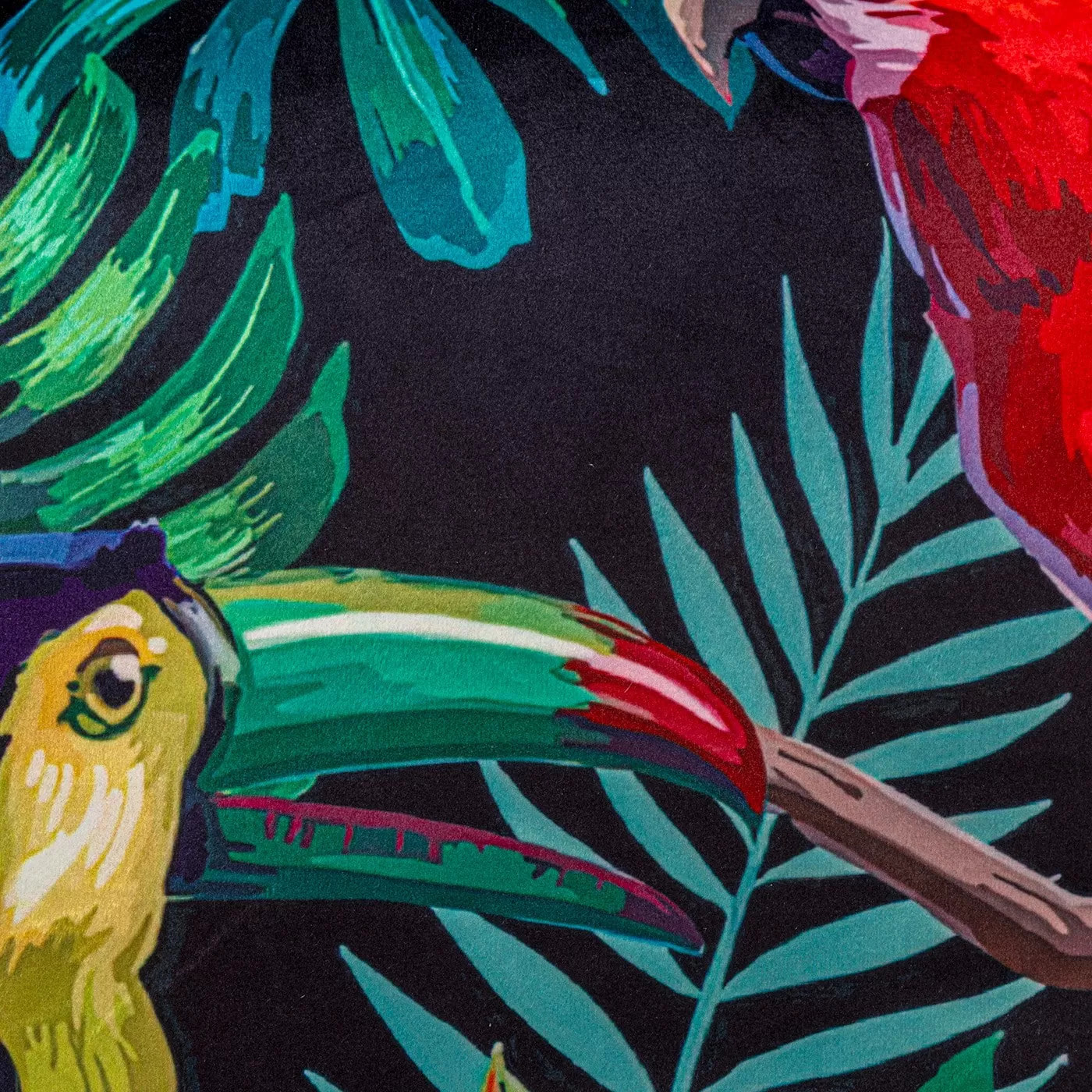 Coussin à franges Jungle oiseaux Kare Design